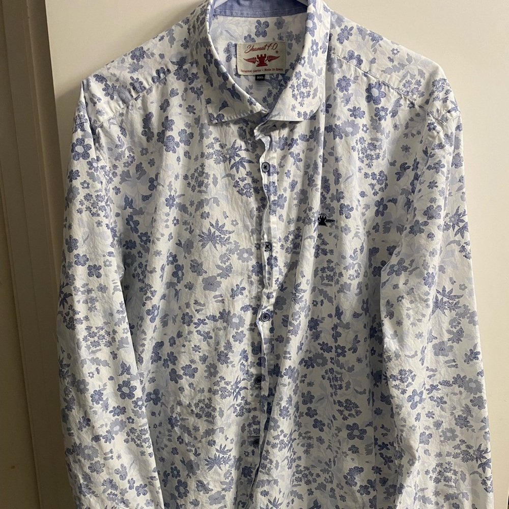 Shamat 7.0 Men’s Shirt Size 2X or 3X Blue Floral‎